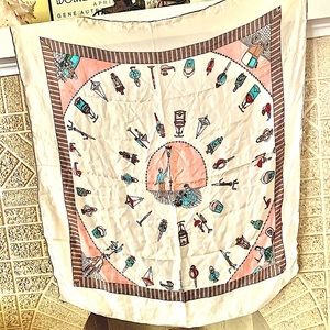 Vintage Coach Lantern Street Light Pure Silk Scarf Hand Screened Hand Rolled